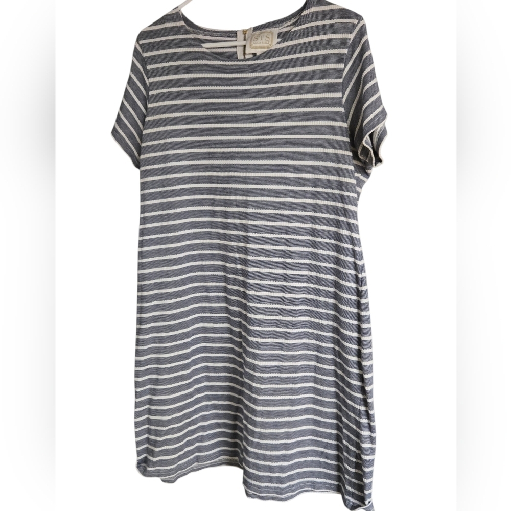 Sail to Sable Striped Short Sleeve Dress Extra Large Midi